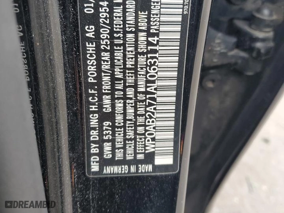 2010 Porsche Panamera S with VIN WP0AB2A71AL063114, listed as a Copart auction lot 80849764 with 127,292 mi miles and Salvage Title. Bid and sale history available at carsss.com. Image 12.