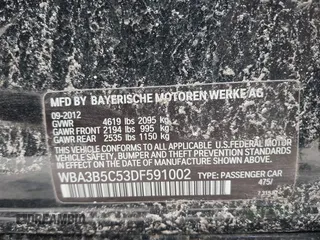 2013 BMW 3 Series 328i xDrive с VIN WBA3B5C53DF591002, выставлен на аукционе IAAI как лот 38877599 с пробегом 136 098 миль миль и . История ставок и продаж доступна на DreamBid. Изображение 9.