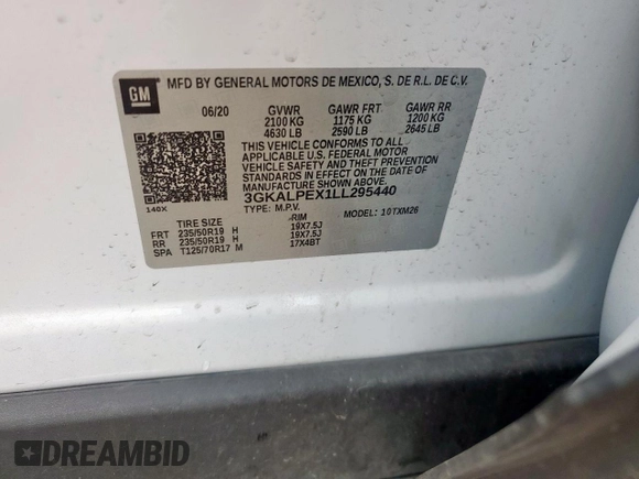 2020 GMC Terrain SLT z VIN 3GKALPEX1LL295440, wystawiony jako Copart lot #56428035 z przebiegiem 132 303 mil mil oraz Czysty tytuł • Clean title. Historia ofert i sprzedaży dostępna na DreamBid. Obrazek 13.