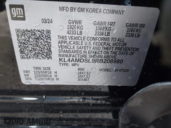 2024 Buick Encore GX Sport Touring с VIN KL4AMDSL9RB208980, выставлен на аукционе IAAI как лот 41711813 с пробегом 13 933 миль миль и . История ставок и продаж доступна на DreamBid. Изображение 9.