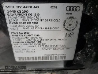 2018 Audi SQ5 Prestige with VIN WA1C4AFY7J2132399, listed as a Copart auction lot 82972373 with 39,294 mi miles and . Bid and sale history available at DreamBid. Image 15.