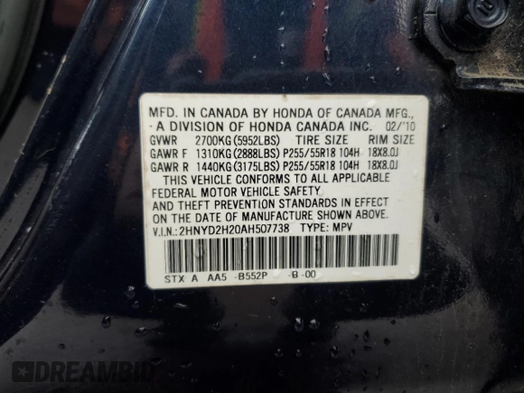 2010 Acura MDX with VIN 2HNYD2H20AH507738, listed as a Copart auction lot 45193715 with 73,130 mi miles and Salvage Title. Bid and sale history available at carsss.com. Image 15.