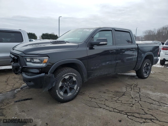 2019 Ram 1500 Rebel with VIN 1C6SRFLTXKN900229, listed as a Copart auction lot 44727365 with 77,670 mi miles and Salvage Title. Bid and sale history available at carsss.com. Image 1.