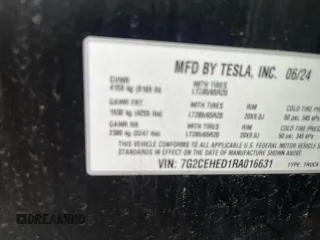 2024 Tesla Cybertruck z VIN 7G2CEHED1RA016631, wystawiony jako Copart lot #57473805 z przebiegiem 5607 mil mil oraz Tytuł czysty. Historia ofert i sprzedaży dostępna na DreamBid. Obrazek 10.