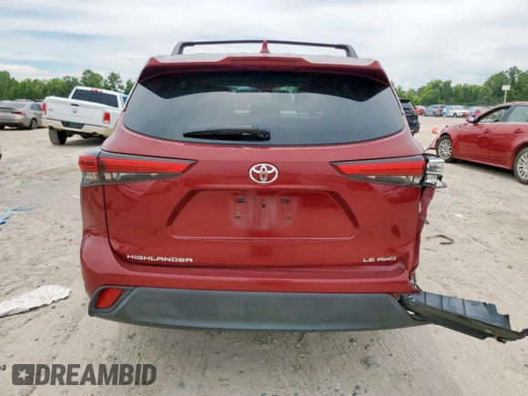 2020 Toyota Highlander LE with VIN 5TDBZRBH5LS515485, listed as a Copart auction lot 62426155 with 100,089 mi miles and Salvage title. Bid and sale history available at DreamBid. Image 6.
