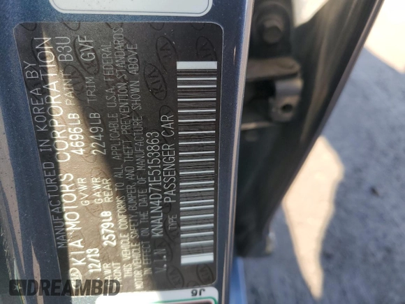 2014 Kia Cadenza Premium with VIN KNALN4D71E5153863, listed as a Copart auction lot 73567824 with 116,308 mi miles and Salvage Title. Bid and sale history available at carsss.com. Image 13.