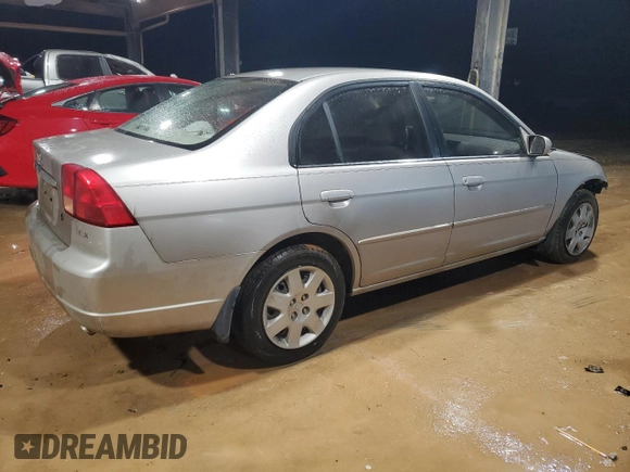 2001 Honda Civic EX with VIN 1HGES26761L014714, listed as a Copart auction lot 44995565 with 221,595 mi miles and Salvage Title. Bid and sale history available at carsss.com. Image 3.