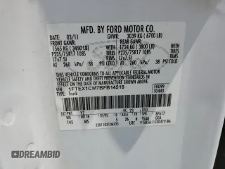 2011 Ford F-150 XL with VIN 1FTEX1CM7BFB14518, listed as a Copart auction lot 59216615 with 163,625 mi miles and Salvage title. Bid and sale history available at DreamBid. Image 12.