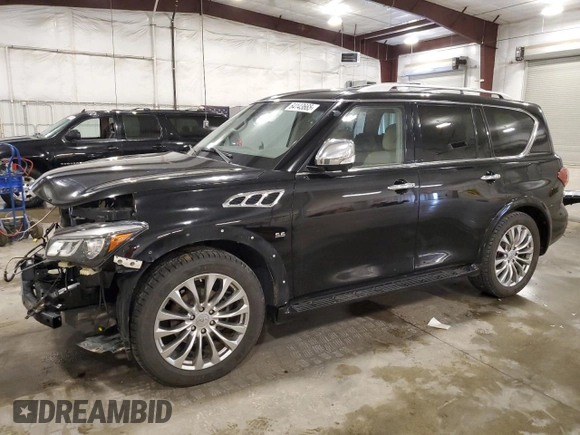 2015 Infiniti QX80 with VIN JN8AZ2NF2F9571484, listed as a Copart auction lot 64143665 with 179,746 mi miles and Salvage title. Bid and sale history available at DreamBid. Image 1.