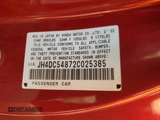 2002 Acura RSX Auto with VIN JH4DC54872C025385, listed as a Copart auction lot 81033264 with 205,653 mi miles and Salvage Title. Bid and sale history available at carsss.com. Image 12.