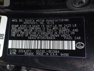2024 Lexus ES with VIN 58ADZ1B13RU166834, listed as a IAAI auction lot 41180172 with 17,626 mi miles. Bid and sale history available at carsss.com. Image 9.