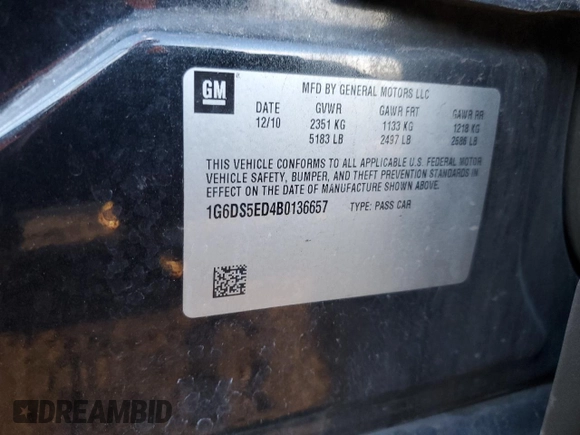 2011 Cadillac CTS Premium with VIN 1G6DS5ED4B0136657, listed as a Copart auction lot 89059225 with 178,438 mi miles and Salvage Title. Bid and sale history available at carsss.com. Image 12.