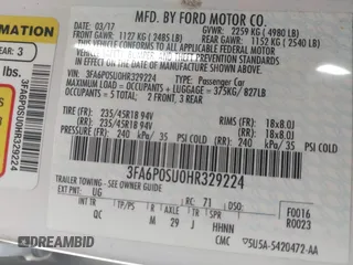 2017 Ford Fusion Titanium z VIN 3FA6P0SU0HR329224, wystawiony jako IAAI lot #42291605 z przebiegiem 176 728 mil mil oraz . Historia ofert i sprzedaży dostępna na DreamBid. Obrazek 9.