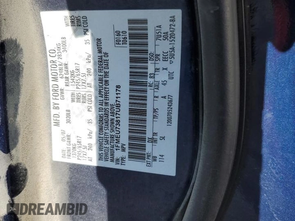 2007 Ford Explorer XLT with VIN 1FMEU73817UB71178, listed as a Copart auction lot 72386834 with 171,366 mi miles and Salvage Title. Bid and sale history available at carsss.com. Image 12.