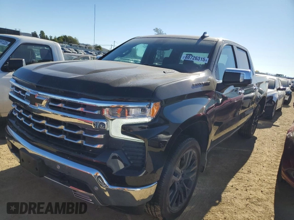 2023 Chevrolet Silverado 1500 LTZ with VIN 1GCUDGE85PZ203694, listed as a Copart auction lot 88726315 with 2,816 mi miles and Salvage Title. Bid and sale history available at carsss.com. Image 1.