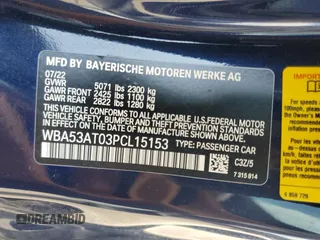 2023 BMW 4 Series M440i with VIN WBA53AT03PCL15153, listed as a Copart auction lot 49828855 with 7,354 mi miles and Salvage Title. Bid and sale history available at DreamBid. Image 13.