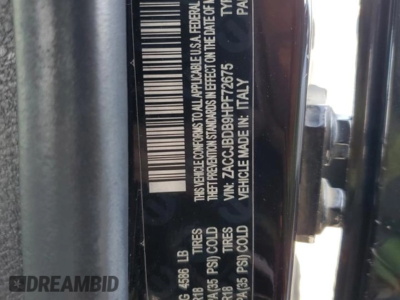 2017 Jeep Renegade Limited with VIN ZACCJBDB9HPF72675, listed as a Copart auction lot 60652875 with 80,552 mi miles and Salvage title. Bid and sale history available at DreamBid. Image 13.