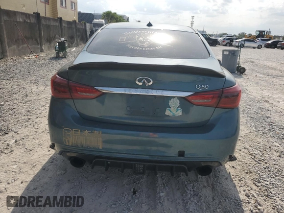 2018 Infiniti Q50 Luxe with VIN JN1EV7AP6JM351908, listed as a Copart auction lot 58056805 with 72,363 mi miles and Salvage title. Bid and sale history available at DreamBid. Image 6.