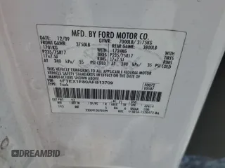 2010 Ford F-150 XL z VIN 1FTEX1E80AFB13709, wystawiony jako Copart lot #53610845 z przebiegiem 340 542 mil mil oraz Szkoda całkowita • Salvage title. Historia ofert i sprzedaży dostępna na DreamBid. Obrazek 14.