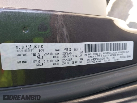 2016 Dodge Grand Caravan SXT with VIN 2C4RDGCG0GR333344, listed as a IAAI auction lot 41988558 with 79,454 mi miles and . Bid and sale history available at DreamBid. Image 9.