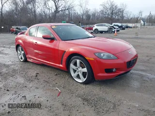 2005 Mazda RX-8 with VIN JM1FE17N850147788, listed as a IAAI auction lot 41583490 with 144,377 mi miles. Bid and sale history available at carsss.com. Image 1.