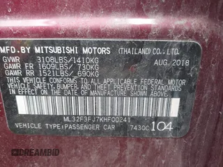 2019 Mitsubishi Mirage ES z VIN ML32F3FJ7KHF00241, wystawiony jako IAAI lot #42237453 z przebiegiem 69 105 mil mil oraz . Historia ofert i sprzedaży dostępna na DreamBid. Obrazek 9.