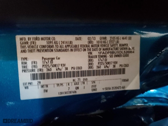 2013 Ford C-Max Hybrid SEL with VIN 1FADP5BUXDL526964, listed as a Copart auction lot 52782485 with 128,671 mi miles and Salvage Title. Bid and sale history available at carsss.com. Image 12.