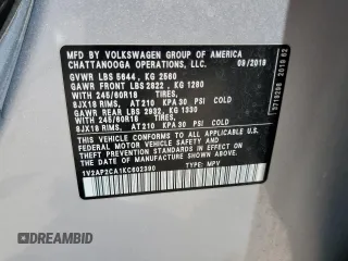 2019 Volkswagen Atlas S с VIN 1V2AP2CA1KC602390, выставлен на аукционе Copart как лот 52676135 с пробегом 134 633 миль миль и Списание • Salvage title. История ставок и продаж доступна на DreamBid. Изображение 13.