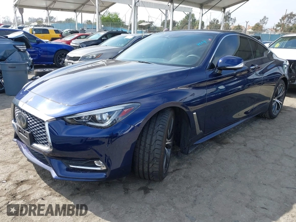 2021 Infiniti Q60 Luxe with VIN JN1EV7KK7MM411041, listed as a IAAI auction lot 42047041 with 26,562 mi miles and . Bid and sale history available at DreamBid. Image 2.