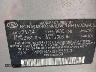 2015 Hyundai Elantra SE with VIN 5NPDH4AEXFH556310, listed as a Copart auction lot 60491175 with 214,671 mi miles and Salvage title. Bid and sale history available at DreamBid. Image 12.