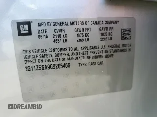 2016 Chevrolet Impala LS with VIN 2G11Z5SA9G9205466, listed as a Copart auction lot 63820635 with 87,772 mi miles and Salvage title. Bid and sale history available at DreamBid. Image 12.
