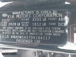 2013 Kia Rio LX with VIN KNADM5A37D6194117, listed as a IAAI auction lot 41522784 with 125,325 mi miles. Bid and sale history available at carsss.com. Image 9.