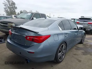 2015 Infiniti Q50 Premium with VIN JN1BV7AP1FM351633, listed as a IAAI auction lot 41880366 with 106,564 mi miles. Bid and sale history available at carsss.com. Image 4.