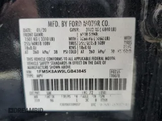2020 Ford Police Interceptor Utility z VIN 1FM5K8AW9LGB43845, wystawiony jako Copart lot #48149205 z przebiegiem Nie podano mil oraz Czysty tytuł • Clean title. Historia ofert i sprzedaży dostępna na DreamBid. Obrazek 14.