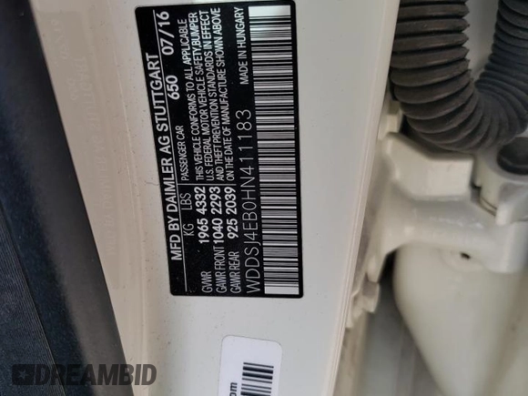 2017 Mercedes-Benz CLA 250 with VIN WDDSJ4EB0HN411183, listed as a Copart auction lot 42693994 with 53,606 mi miles and . Bid and sale history available at DreamBid. Image 12.