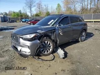 2021 Infiniti QX50 Essential z VIN 3PCAJ5CB8MF103010, wystawiony jako Copart lot #52017245 z przebiegiem 49 726 mil mil oraz Szkoda całkowita • Salvage title. Historia ofert i sprzedaży dostępna na DreamBid. Obrazek 1.