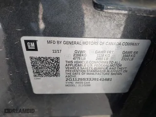 2018 Chevrolet Impala Premier with VIN 2G1125S33J9141681, listed as a IAAI auction lot 41925326 with 94,531 mi miles. Bid and sale history available at carsss.com. Image 9.