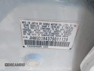 2007 Honda Fit с VIN JHMGD38437S011129, выставлен на аукционе IAAI как лот 42581199 с пробегом 193 482 миль миль и . История ставок и продаж доступна на DreamBid. Изображение 9.