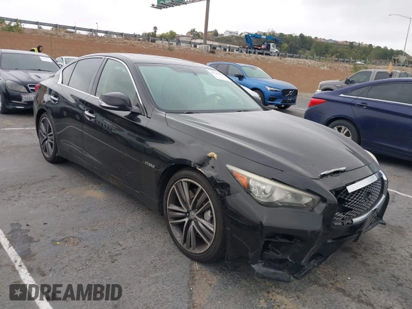2014 Infiniti Q50 Hybrid Sport with VIN JN1AV7AP7EM691279, listed as a IAAI auction lot 41547805 with 127,325 mi miles and . Bid and sale history available at DreamBid. Image 1.