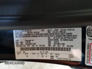 2015 Ford Fiesta S z VIN 3FADP4AJ5FM210987, wystawiony jako Copart lot #60707415 z przebiegiem 63 685 mil mil oraz Szkoda całkowita • Salvage title. Historia ofert i sprzedaży dostępna na DreamBid. Obrazek 12.