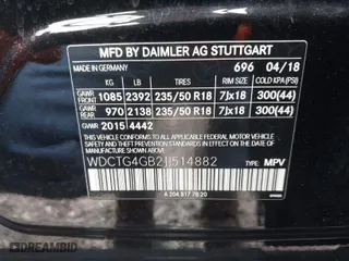 2018 Mercedes-Benz GLA with VIN WDCTG4GB2JJ514882, listed as a IAAI auction lot 41631799 with 59,357 mi miles. Bid and sale history available at carsss.com. Image 9.
