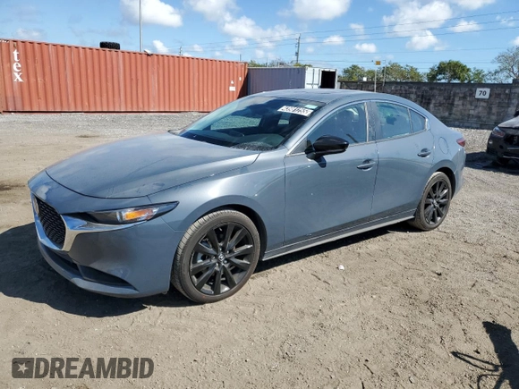 2025 Mazda 3 S Carbon Edition with VIN 3MZBPBCM4SM454067, listed as a Copart auction lot 43981255 with 2,396 mi miles and Clean Title. Bid and sale history available at DreamBid. Image 1.