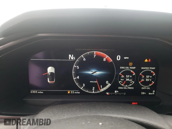 2024 Nissan Z Performance with VIN JN1BZ4BH5RM363668, listed as a Copart auction lot 47549695 with 2,303 mi miles and Salvage Title. Bid and sale history available at DreamBid. Image 9.