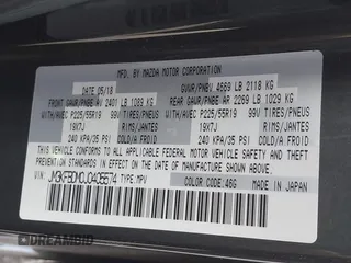2018 Mazda CX-5 Grand Touring with VIN JM3KFBDM0J0405574, listed as a IAAI auction lot 41725319 with 44,380 mi miles. Bid and sale history available at carsss.com. Image 9.
