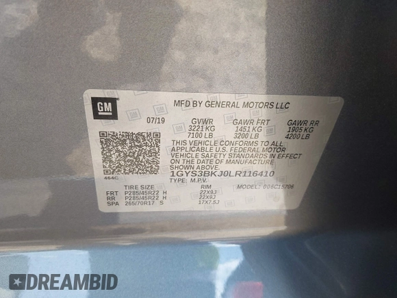 2020 Cadillac Escalade Luxury z VIN 1GYS3BKJ0LR116410, wystawiony jako IAAI lot #42274841 z przebiegiem 75 513 mil mil oraz . Historia ofert i sprzedaży dostępna na DreamBid. Obrazek 9.