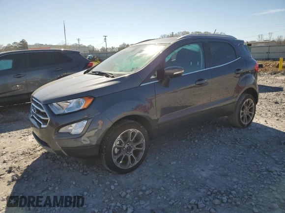 2021 Ford EcoSport Titanium z VIN MAJ6S3KL6MC439615, wystawiony jako Copart lot #49648845 z przebiegiem 16 033 mil mil oraz Szkoda całkowita • Salvage title. Historia ofert i sprzedaży dostępna na DreamBid. Obrazek 1.