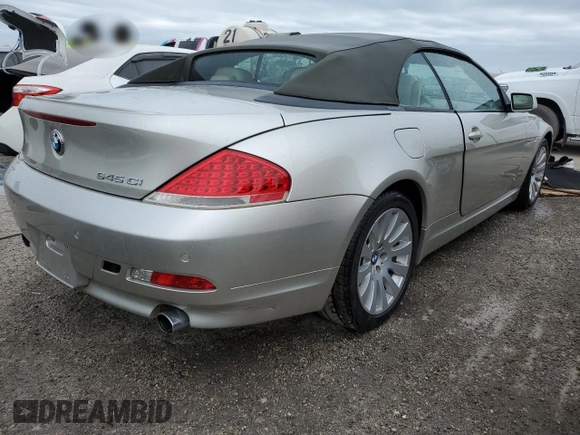 2005 BMW 6 Series 645Ci with VIN WBAEK73495B323494, listed as a Copart auction lot 75930244 with 85,774 mi miles and Salvage Title. Bid and sale history available at DreamBid. Image 3.