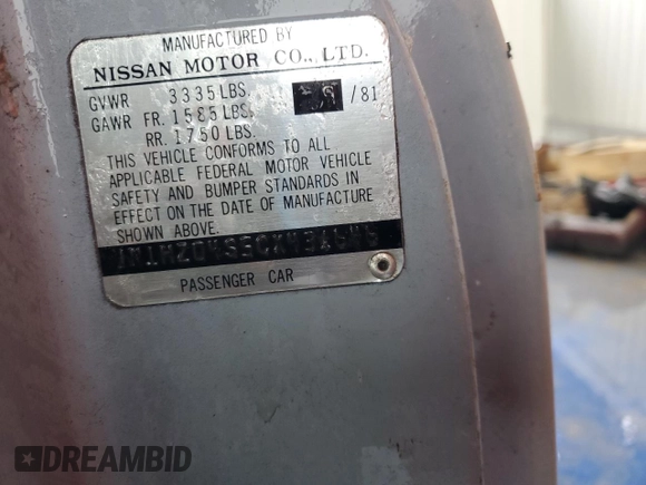 1982 Datsun 280ZX z VIN JN1HZ04S5CX431646, wystawiony jako Copart lot #55607255 z przebiegiem 173 546 mil mil oraz Tytuł czysty. Historia ofert i sprzedaży dostępna na DreamBid. Obrazek 13.