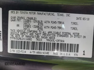 2018 Toyota Tacoma SR with VIN 5TFRX5GN8JX116802, listed as a IAAI auction lot 41879503 with 86,448 mi miles and . Bid and sale history available at DreamBid. Image 9.