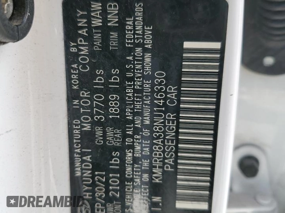 2022 Hyundai Venue SE with VIN KMHRB8A38NU146330, listed as a Copart auction lot 49507925 with 76,285 mi miles and Salvage Title. Bid and sale history available at DreamBid. Image 16.